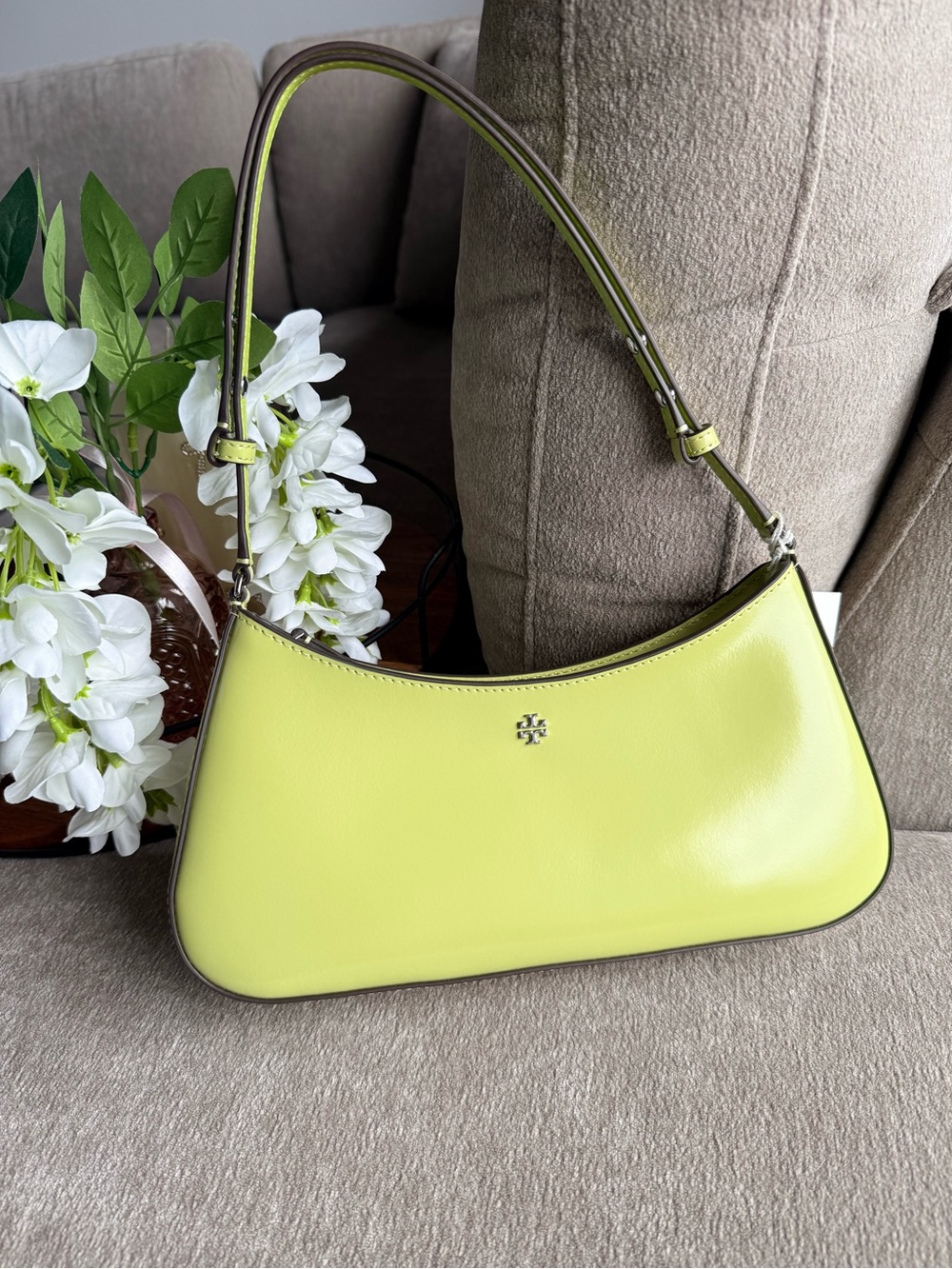 Tory Burch Candy Lime Patent Leather Shoulder Bag NWT
